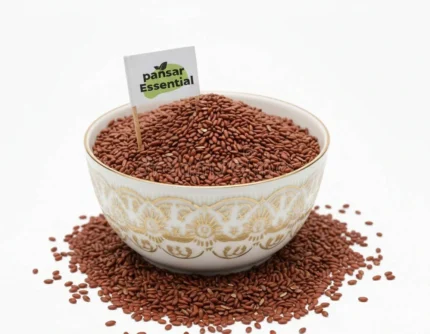 Reddish-brown Halim seeds (Garden Cress) in a decorative bowl - Pansar Essential Superfood.