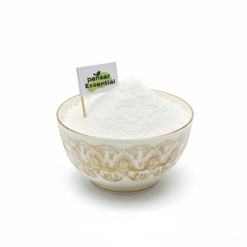 safeda-kashgari-powder-skin-whitening-pansar-essential Fine white Safeda Kashgari Powder in a gold-patterned bowl by Pansar Essential for skin brightening treatments.